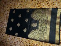 Woven Exclusive Black Raw Silk Saree Floral Zari Butta