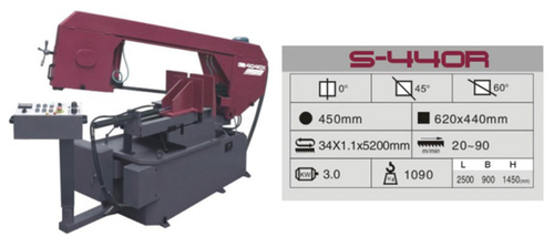 S-440R Bandsaw Cutting Machine - Dimension (L*W*H): 2500 X 900 X 1450 Millimeter (Mm)