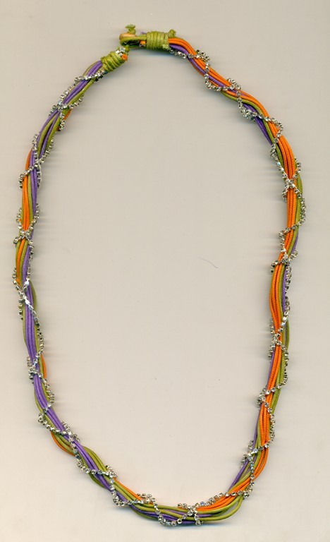 metal crystel warp with cotten Necklace