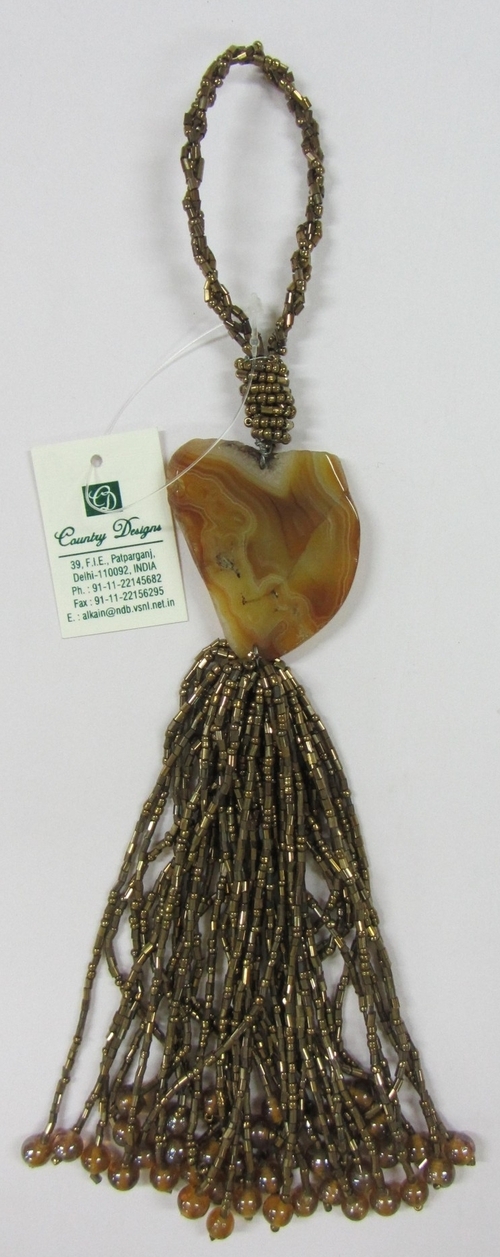 stone glass beads tassel