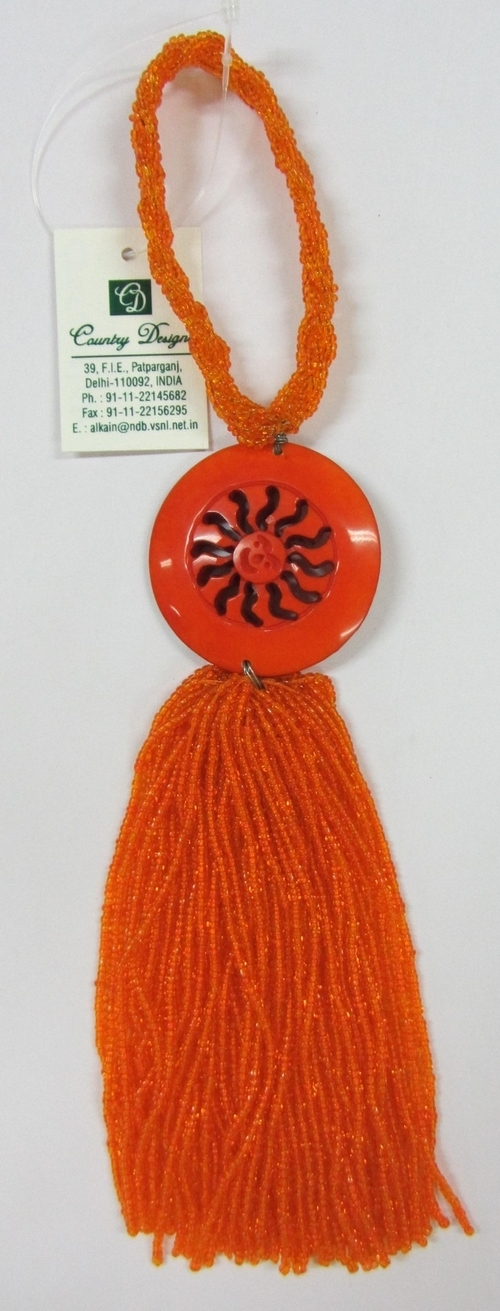Resin Glass Beads Tassel - 15cm, 2mm Orange Glass Beads | Elegant Design, Durable, Versatile Use