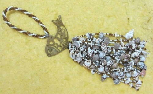 metal glass beads sea shells tassel