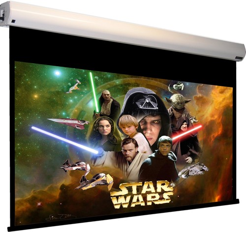 Projection Screen - 100-Inch Fiberglass, Silver | Motorized, Retractable, Remote Control, 16:9 Aspect Ratio