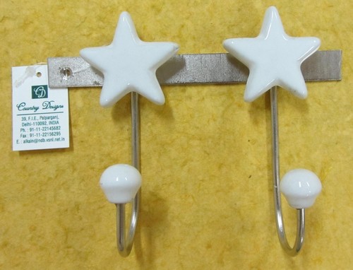 metal with ceramic stars wall hook