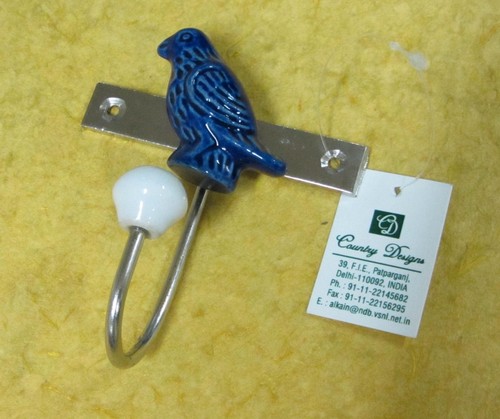 metal with ceramic pegion wall hook