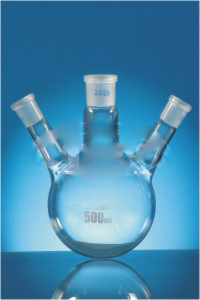 Flasks, Round Bottom, Three neck at Angle DIN 12394