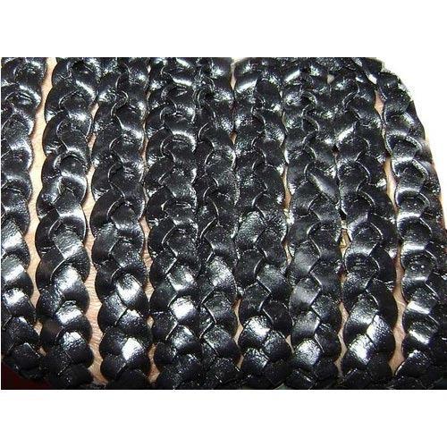 Black Flat Ply Braided Leather Cords