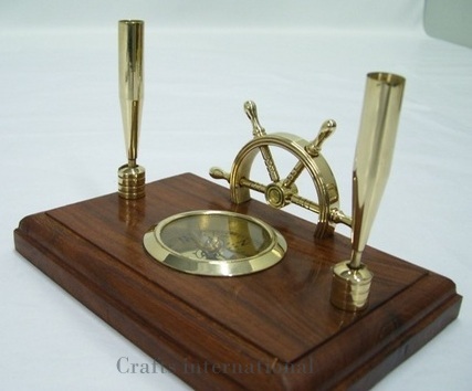 Pen Holder With Compass And Shipwheel