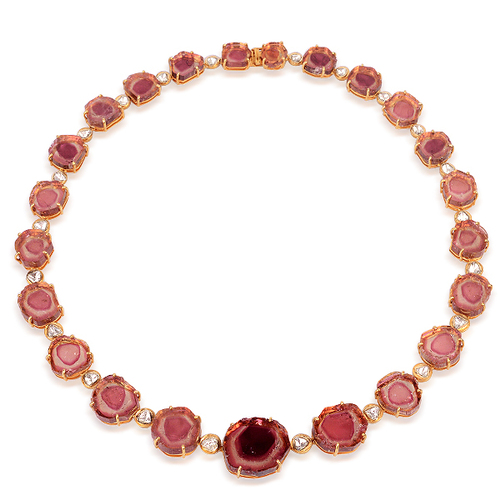 18k Gold Multi Tourmaline Beaded Necklace - 468mm, 35.4g Gold, 151.5cts Tourmaline | Handcrafted, Elegant Design