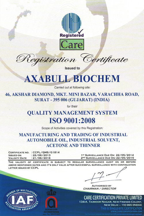 ISO 9001:2008 - Lubricant Oil and Chemical Manufacturer | Certification by Care Certification, Quality Assurance, Process Improvement, Risk Reduction