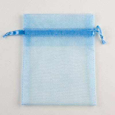 Custom Jewelry Pouches - Organza, Variable Sizes, Light Blue | Drawstring Closure, Elegant Design, Durable Material, Customizable Printing