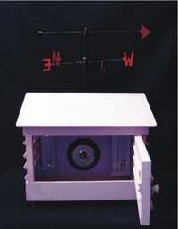 Weather Station (meteorograph) - Metal And Wood, 40x30x20 Cm, Analog Display | Manual Power, Thermometer, Barometer, Hygrometer, Anemometer