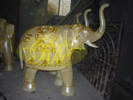 Golden Painted Wedding Mandap Decoration Elephant Statues