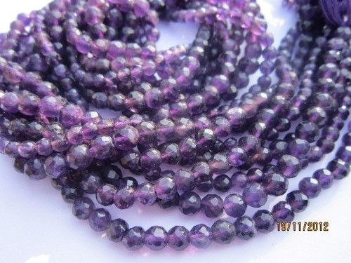 Purple Amethyst Faceted Round Beads Gemstone Size: 4-8 Mm