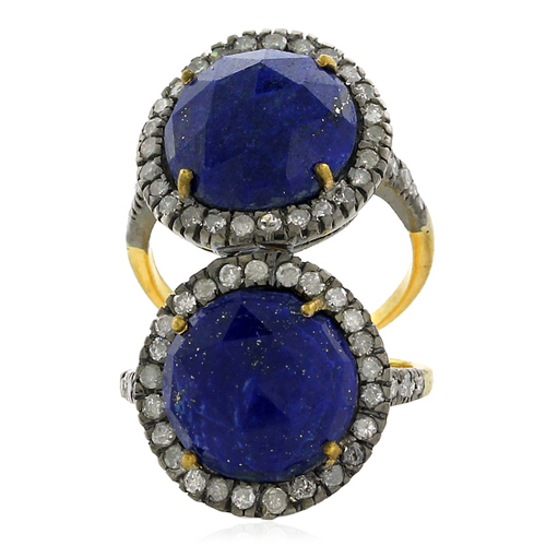 Double Lapis Diamond Ring