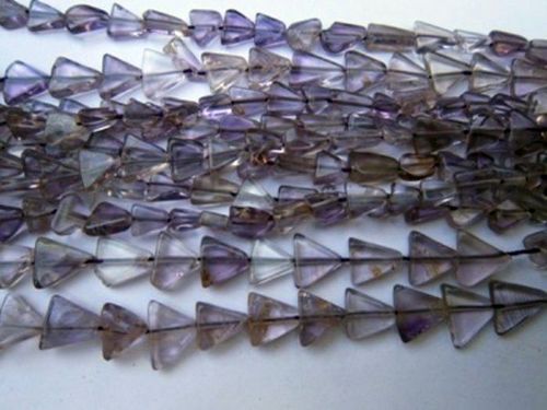 Amethyst Triangle Shape Beads - 13" Long Natural Amethyst Gemstone, 5x7mm to 7x9mm Size Range, Purple and Transparent Color, Trillion Cut Design with Healing Properties