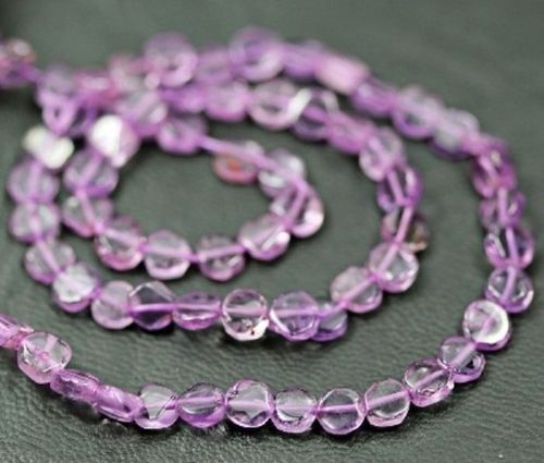 Round Brilliant Cut Pink Amethyst Coin Beads Gemstone