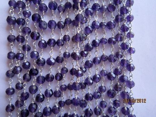 Bracelets Amethyst Faceted Rondell Beaded Chain