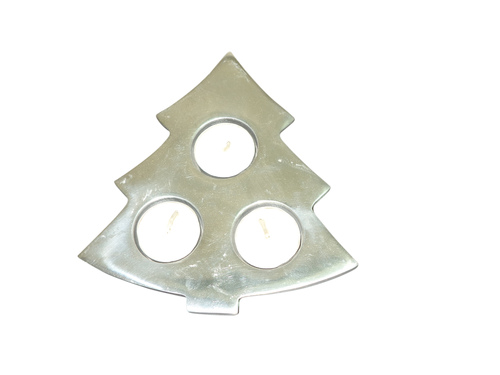 Tree Tea light - Metal, 3x4 inches, Silver | Festive Christmas Tree, Holds 3 Tea Lights, Gift Box Packaging
