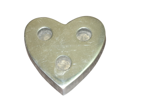 Heart Tea Light - Metal 3x3 cm, Silver Matte | Romantic Ambiance, Three-Hole Design, Durable, Easy to Use