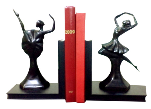 Dancing Lady Bookend - Resin, 10x5x8 Inches, Matte Black | Elegant Design, Durable Material, Space Saving