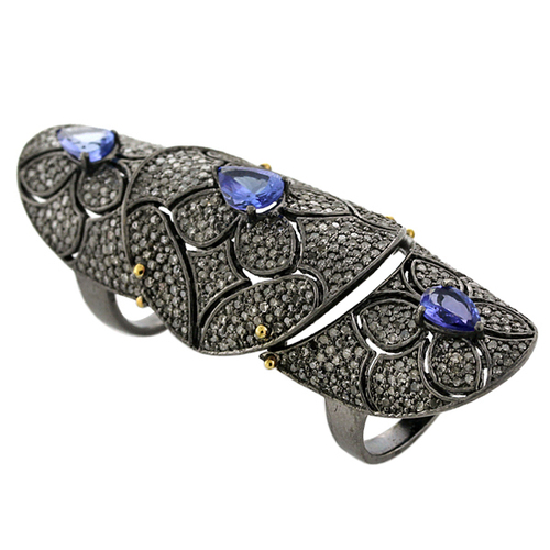 Diamond Knuckle Tanzanite Ring