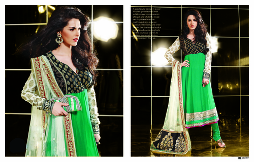1258 - Silk Chiffon Anarkali, Teal | Embroidery, Elegant Design, Perfect Fit, Stylish Look, Exceptional Comfort, Floor Length