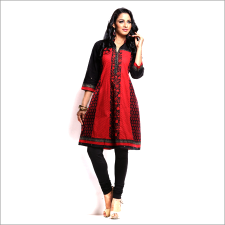 Black Red Chinese Collar Kurta Black Red Chinese Collar Kurta