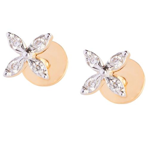 Delicate Daily Wear 4 Petal Diamond Earring