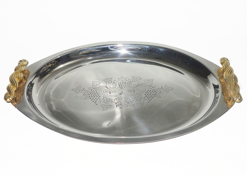 Steel Tray With Brass Handle