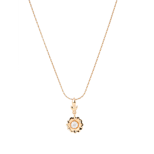 Floral Daily Wear Diamond Pendant - 14 KT Yellow Gold, 0.11 ct Round Diamonds, 100 Pieces, VS Clarity, GH Color | Everyday Elegant Wear, Diamond Accent, Elegant Design