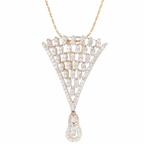 Stylish 'v' shape diamond pendent