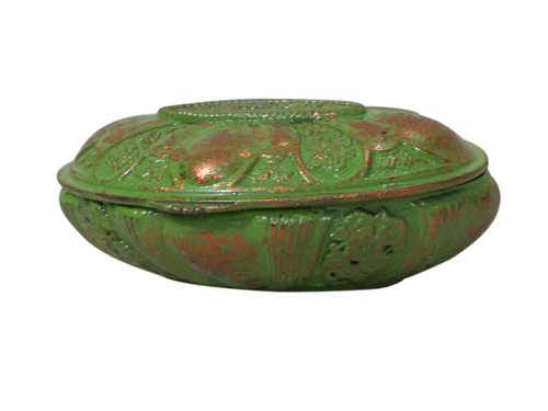 Artistic Color Jewelry Box - Ceramic, 4x6x2 Inches, Green | Elegant Design, Secure Lid Closure, Intricate Details