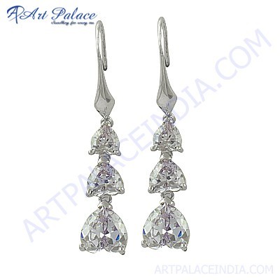 Gorgeous Cubic Zirconia Gemstone Silver Earrings