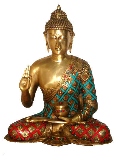 BUDDHA SITTING BLESSING HAND W/OUT BASE