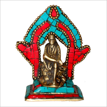Sai Baba Sitting on Throne W/ Stones