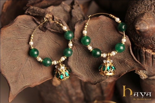 Green Stylish hoop Earrings