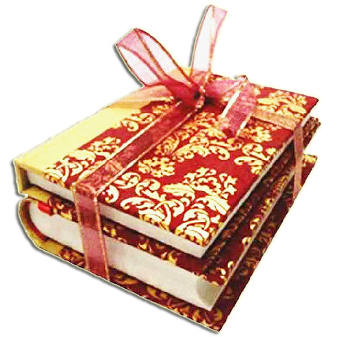 Journal-Set with Note Book - Handmade Recycled Paper, 15x11 & 15x10 Cms, Ruled 480 Pages, Gift Pack