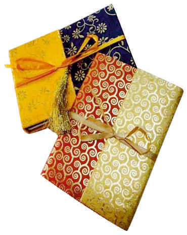 Journals Set With Flap & Ribbon Closer - Fabric, 17x13 Cms, Multicolor, 48 Pages Each