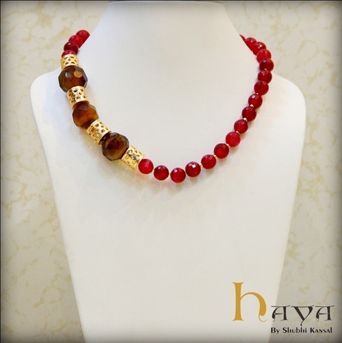 Red onyx & Agate Neck Piece