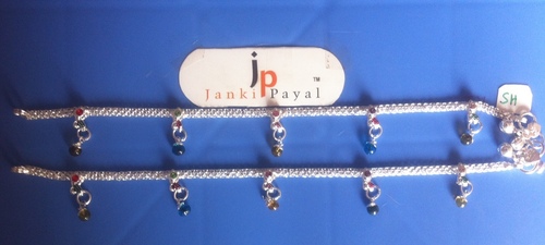 white metal anklets