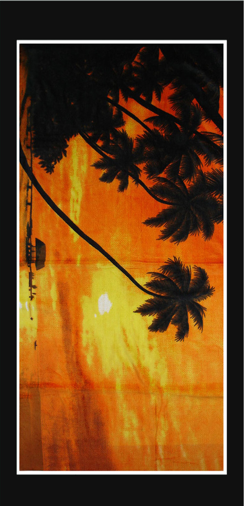 Family Beach Towel - 100% Cotton, 70x140cm, Orange, Printed | Soft, Absorbent, Large, Quick-Drying