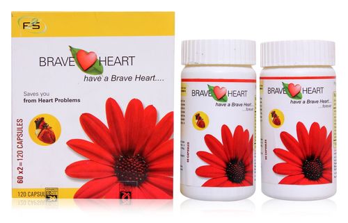 Brave Heart Capsule - Herbal, Red, 60x2 Capsules | Heart Support, Stress Reduction, Artery Cleansing, Blood Pressure Control, Cholesterol Reduction