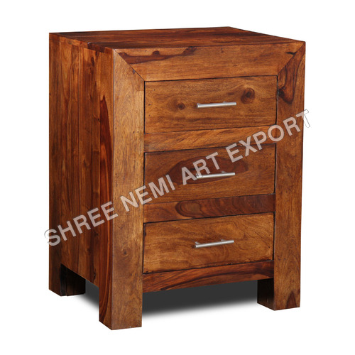 Wooden Bedside Table With Drawer - Color: Brown