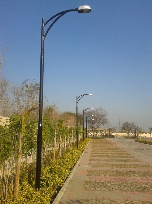 Metal With Glass Pole Lamp