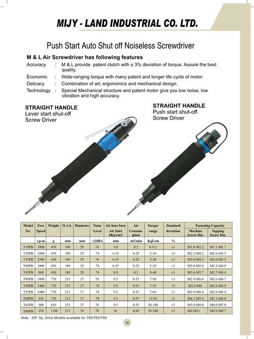 Pneumatic Noiseless Screwdriver