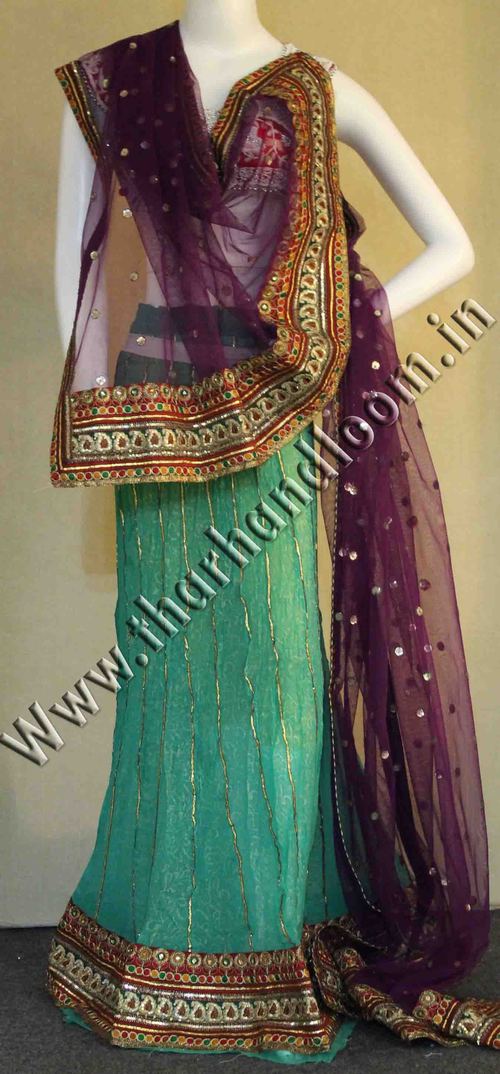 Sea green crush lehenga