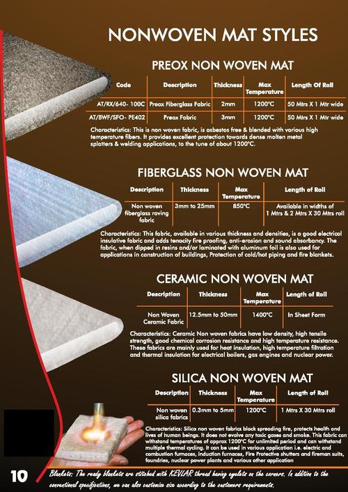 Ceramic Non Woven Mat Style Fire Blanket