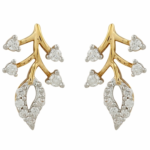 Elegant Leaf Shape Diamond Earring