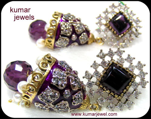 Purple Jhumki Earring